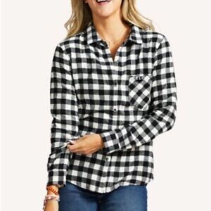 NWOT Peloton Blue and White Checkered Flannel Shirt